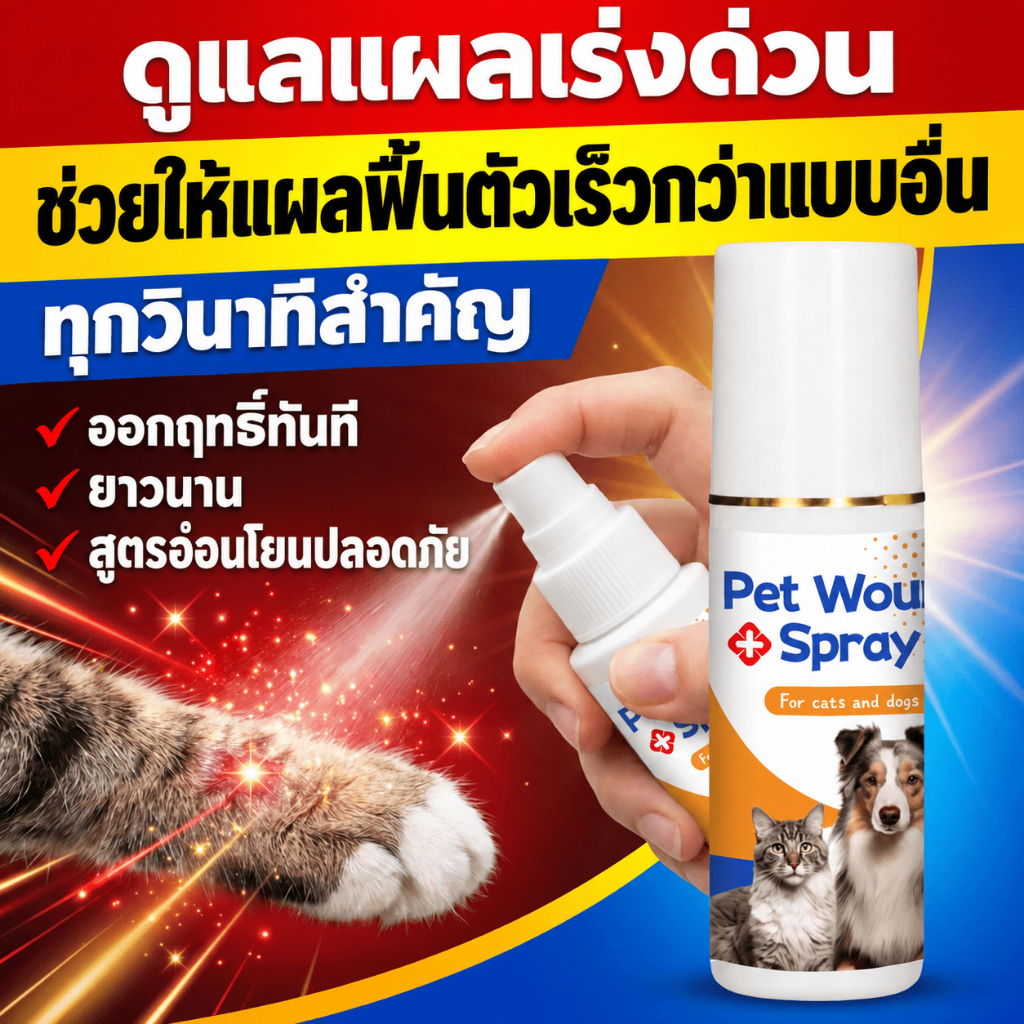 รักษาบาดแผลทันที🐱 IC สเปรย์พ่นแผล ฆ่าเชื้อแบคทีเรีย 100ML แผลแห้งไว สูตรนาโน สําหรับหมาแมว ปลอดภัยเลียได้