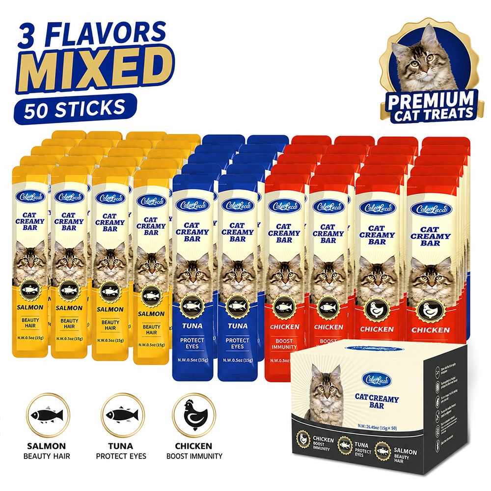 แพ็คใหญ่จัดเต็ม! ขนมแมวเลีย ColaLoca 50 ชิ้น (15gx50) 3 รสชาติ เหมาะกับบ้านที่มีแมวหลายตัว เก็บได้นาน