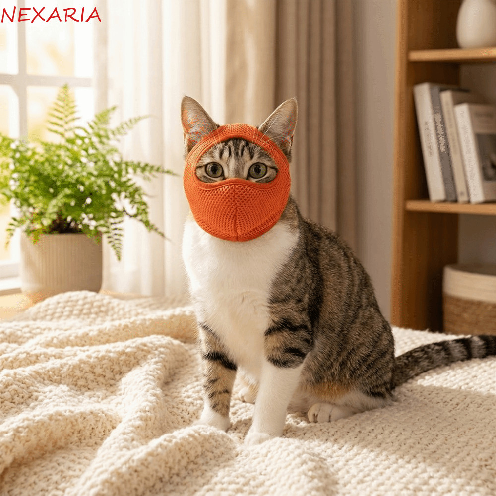 ถัดไป‌ ตะกร้อแมว, Anti-Licking Anti-Biting Cat Mask Hood, ปากฝาครอบ Bite-proof Breathable สัตว์เลี้ยง Anti-Bite Muzzle เล็บ Trimming