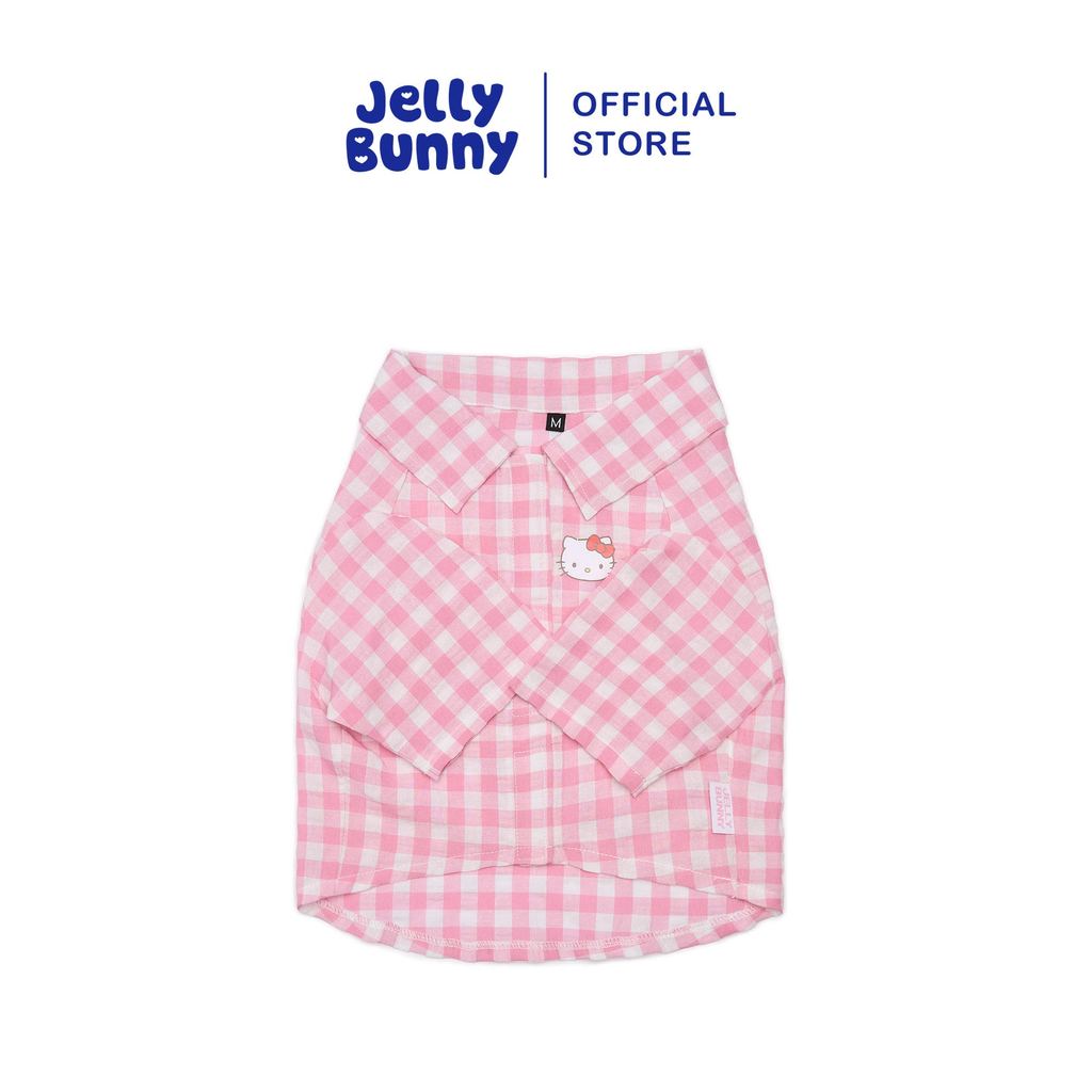 JB x Hello Kitty]JELLY BUNNY เสื้อเชิ้ตลายตาราง HELLO KITTY สําหรับสัตว์เลี้ยง รุ่น B26WLUA006 CHECK PINK