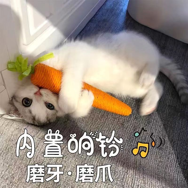 ของเล่นแมวแครอท Bell Teasing Cat Stick ลูกแมว Self-Happy ความเบื่อหน่ายบรรเทา Handy เครื่องมือของเล่นแมว Scratch Board อุปกรณ์สําหรับสัตว์เลี้ยง