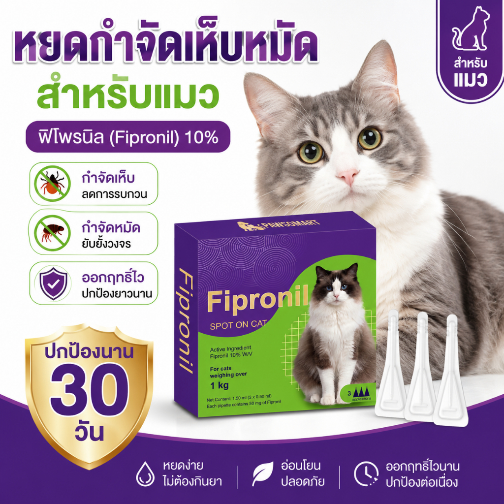 หยอดเห็บหมัดแมว ยาหยอดเห็บแมว ยาหยอดหมัดแมว กําจัดเห็บ หมัด ไร สูตรอ่อนโยน ปลอดภัย ไม่เป็นอันตราย ของแท้
