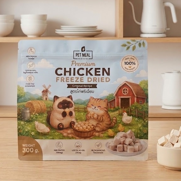 อกไก่ฟรีซดายซองใหญ่ 300 กรัม โปรตีนสูง 100% สําหรับแมวและสุนัข 2 เดือนขึ้นไป คุณภาพพรีเมี่ยม ช่วยบํารุงผิวหนัง