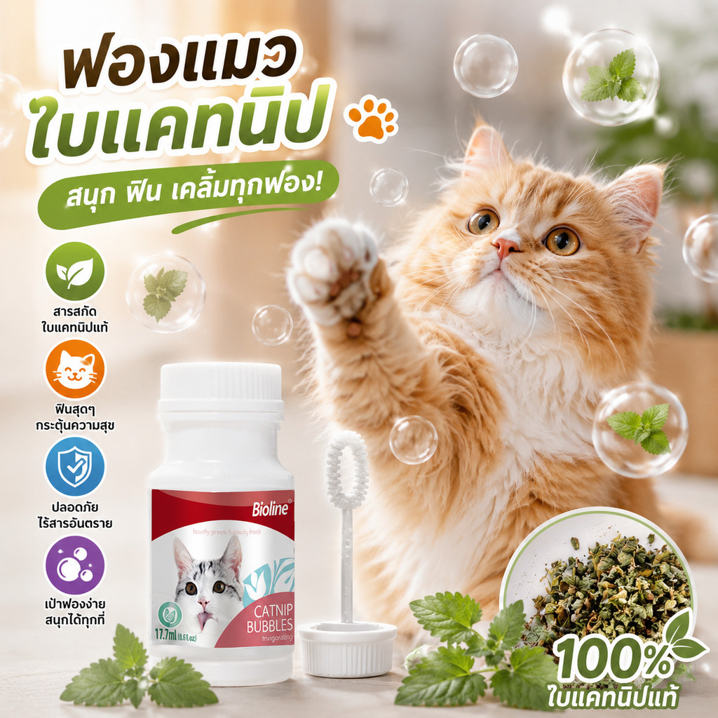 ของเล่นแมวฟองสบู่แคทนิป น้ําเป่าฟองแมว กลิ่นแคทนิป เล่นเองได้ คลายเบื่อ สําหรับลูกแมว