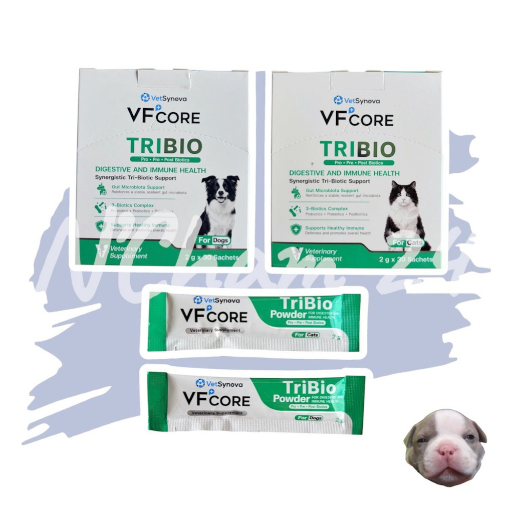 VFcore TriBio 1กล่อง บรรจุ30ซอง สุนัขและแมว อาหารเสริมชนิดผง รวมการดูแลสุขภาพทางเดินอาหาร