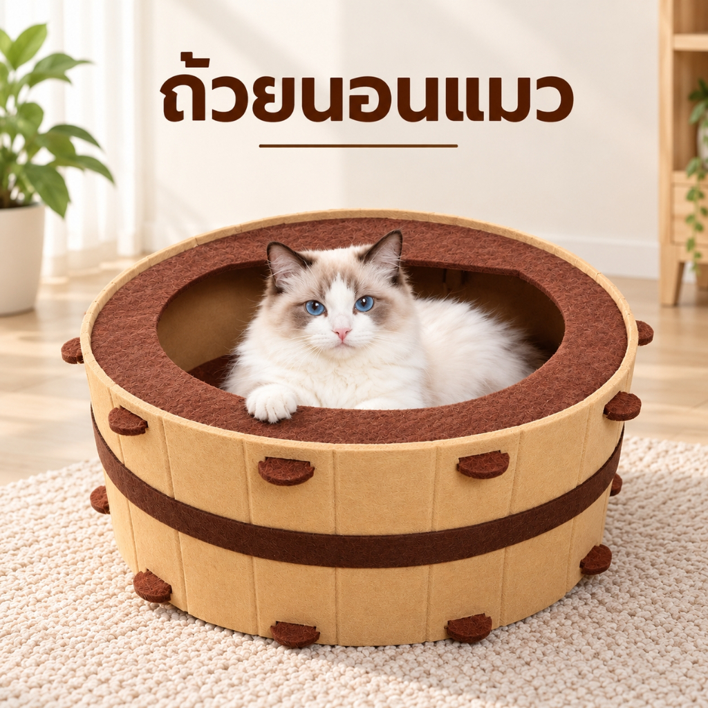 ถ้วยนอนสักหลาด(น้ําตาล) ที่นอนแมว บ้านแมว สักหลาด อุโมงค์แมว ที่ซ่อนตัว37*37*21cm
