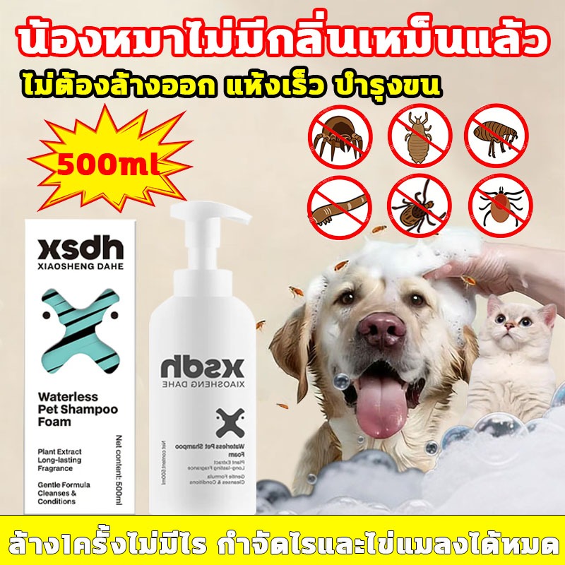 โฟมอาบน้ําแห้งสัตว์เลี้ยง ลดการสะสมของแบคทีเรีย แชมพูแห้งสุนัข ไม่ต้องล้างออก แห้งเร็ว บํารุงขน แชมพูแห้งแมว