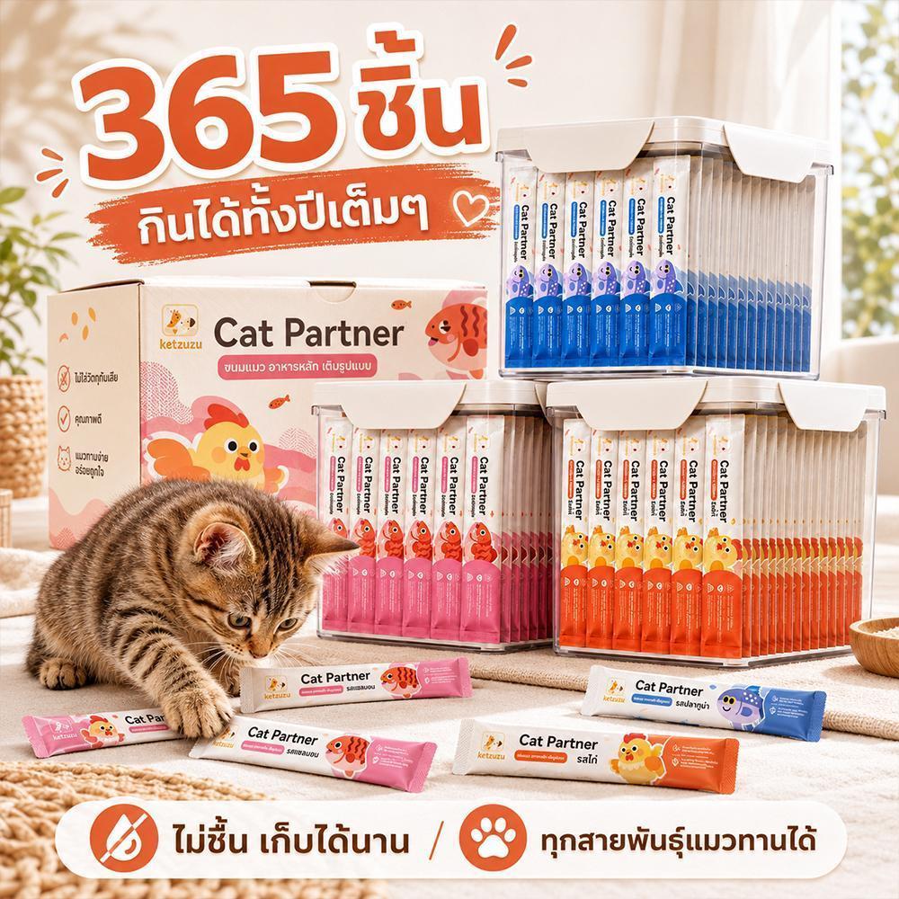 ขายดี! Ketzuzu 365 ซอง ขนมแมวเลีย รสทูน่าเข้มข้น เนื้อนุ่ม ขนมแมว 16g อาหารเปียกแมว รสแซลมอน ทูน่า ไก่ ปลาค็อด เนื้อวั
