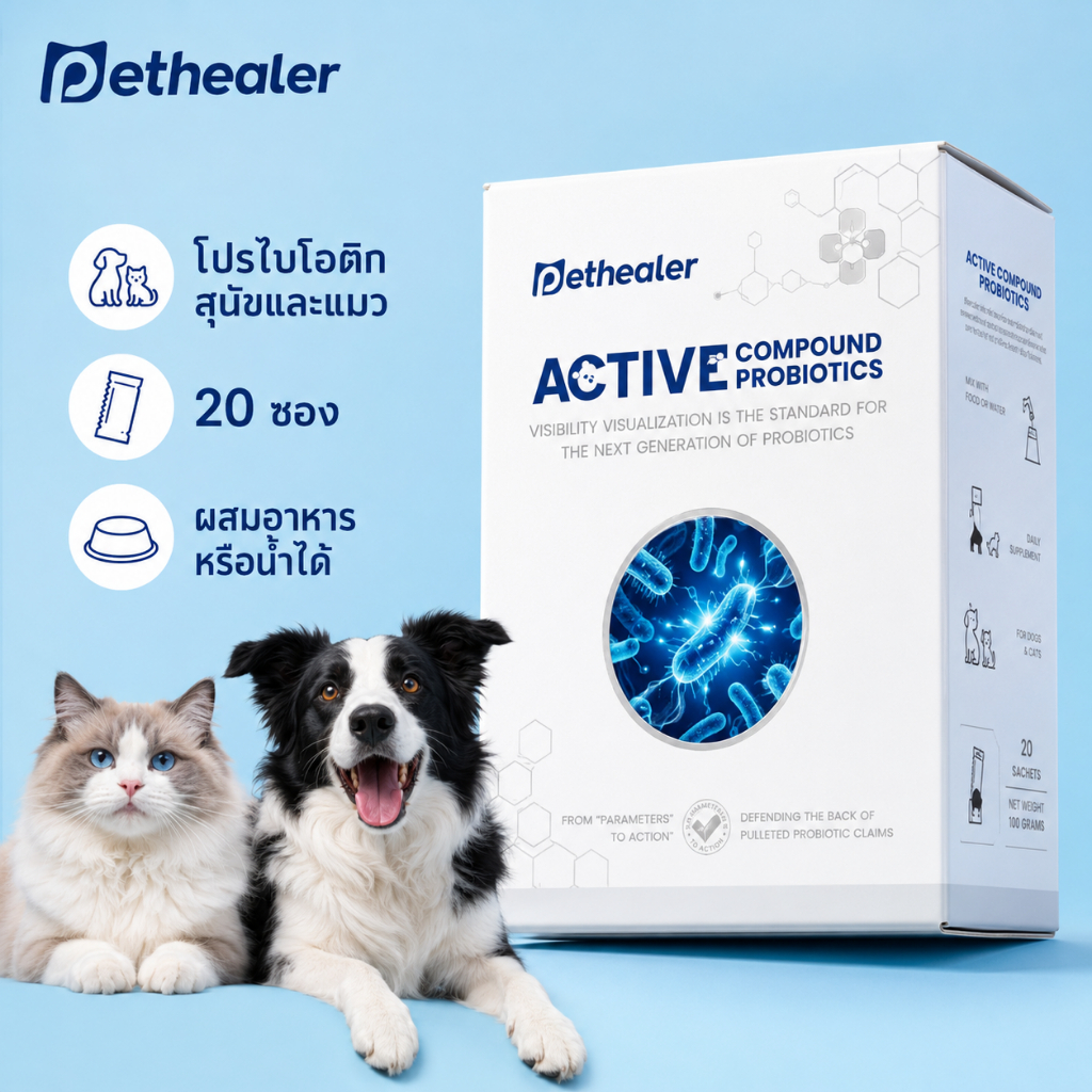 Pethealer โปรไบโอติกสุนัขแมว แบบผง 100g 5g x 20 ซอง ผงโรยอาหาร ดูแลลําไส้ ระบบย่อยและการขับถ่าย