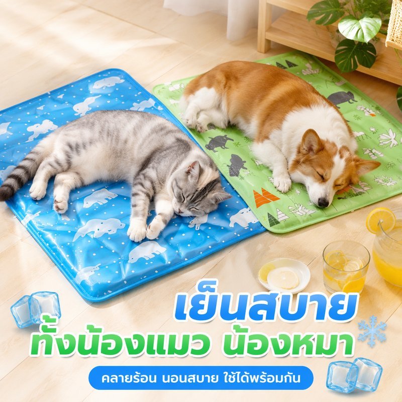 แผ่นเจลเย็นสัตว์เลี้ยง ที่นอนเจลเย็นสุนัขแมว พับได้ กันน้ํา ทนขีดข่วน ลายวาฬ