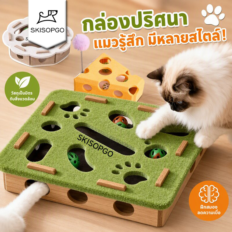 ของเล่นแมว ของเล่นปริศนาแมว กล่องปริศนาแมวรู้สึก มีหลายสไตล์