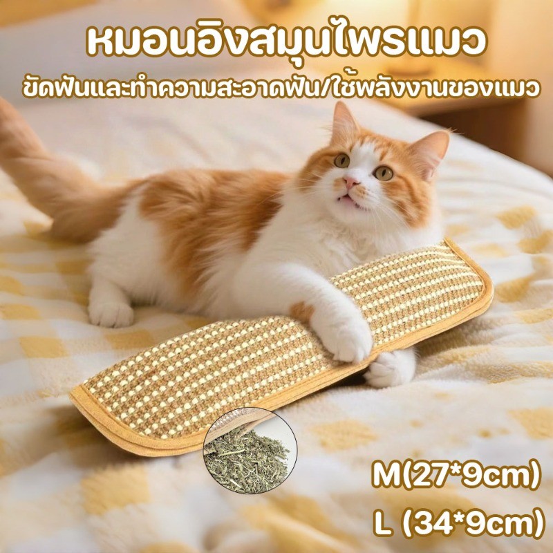 กัญชาแมวแท้ 100% หมอนที่มีแคทนิปในตัว ที่ลับเล็บแมว ทนต่อการสึกหรอ ป้องกันกระดูกสันหลังส่วนคอ หมอนสัตว์เลี้ยง