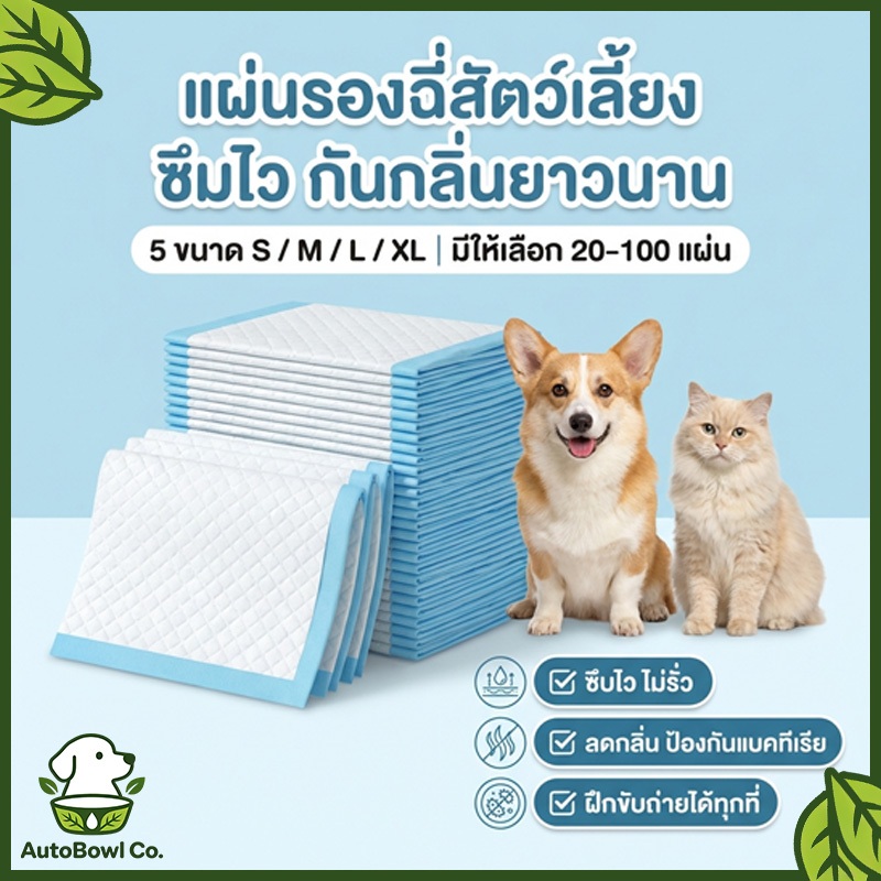 แผ่นรองฉี่สัตว์เลี้ยง (สําหรับสุนัข/แมว) ผิวนุ่ม ซึมซับไว แห้งเร็ว ช่วยฝึกขับถ่าย