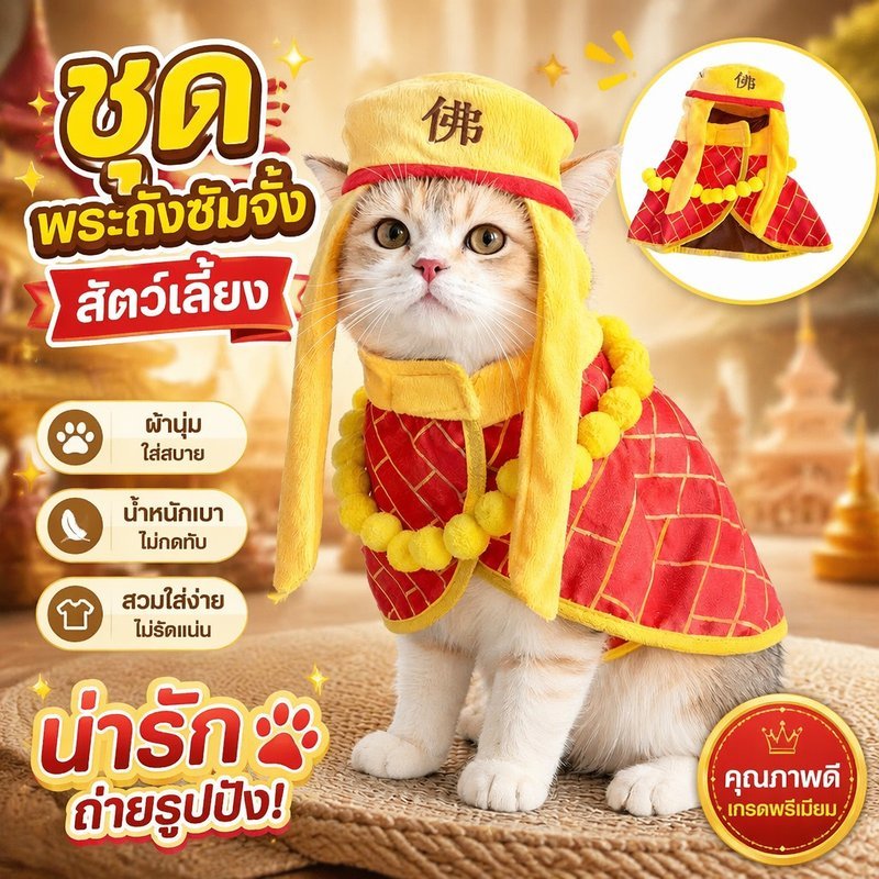 เสื้อผ้าสัตว์เลี้ยง สุนัข แมว ชุดคอสเพลย์ น่ารัก ผ้านุ่ม เบา ใส่สบาย ถ่ายรูป หน้าร้อน ปรับได้