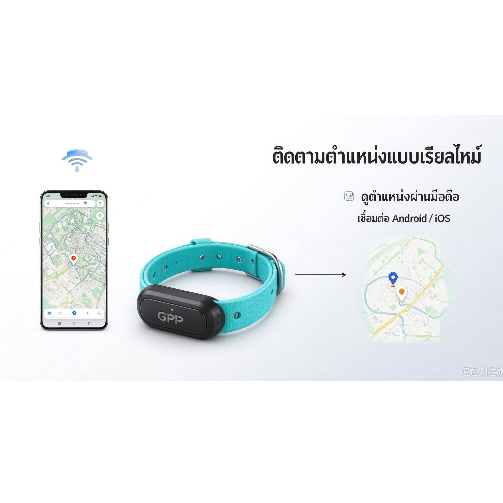 อุปกรณ์ติดตามสัตว์เลี้ยง GPS ปลอกคอแมวสุนัข ติดตามตําแหน่งแบบเรียลไทม์ ป้องกันสัตว์หล่อ รองรับระบบ Android iOS ไม่ต้องใช้ซิมการ์ด