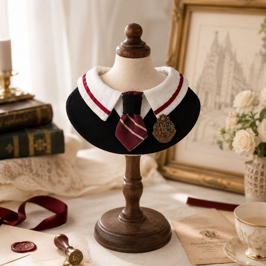 ผ้ากันเปื้อนสัตว์เลี้ยง Harry Potter Academy of Magic Theme Contrast Color Bow Tie Cat Dog ผ้ากันเปื้อนน่ารักน้ําลายผ้าเช็ดตัว