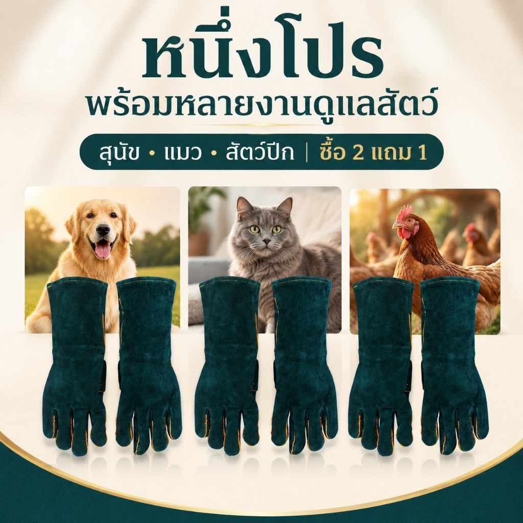 ถุงมือกันข่วนสุนัขแมว ยาว 60 ซม. สําหรับอาบน้ํา ตัดขน และฝึกสัตว์