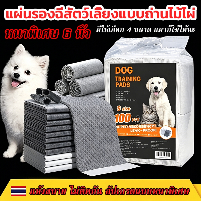 แผ่นรองฉี่สุนัข🐶ชาร์โคล(หนาขึ้น) รุ่นชาโคล แผ่นรองฉี่แมว ช่วยฝึกขับถ่าย การดูดซับน้ํา6ชั้น ระงับกลิ่นได้ดี