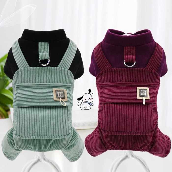 สินค้าสัตว์เลี้ยงน่ารัก] แมวผ้าลูกฟูกสายรัดสามารถฉุดถักสี่ขาเสื้อผ้าสัตว์เลี้ยงฤดูใบไม้ผลิฤดูใบไม้ร่วงเสื้อผ้า