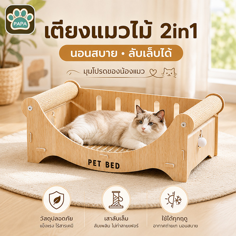 โซฟาแมว ที่ฝนเล็บแมวขนาดใหญ่ ลับเล็บพร้อมนอน พื้นที่กว้าง แข็งแรงมั่นคง ใช้ได้ทุกฤดู สําหรับแมวทุกวัย