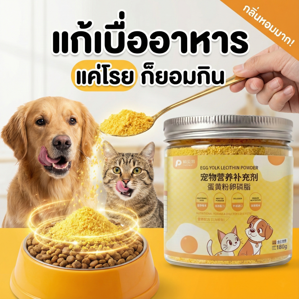 PetClear ผงไข่แดงโรยข้าว 🥚 อ้วนไว ขนสวย ลดร่วง น้องหมาน้องแมวชอบมาก