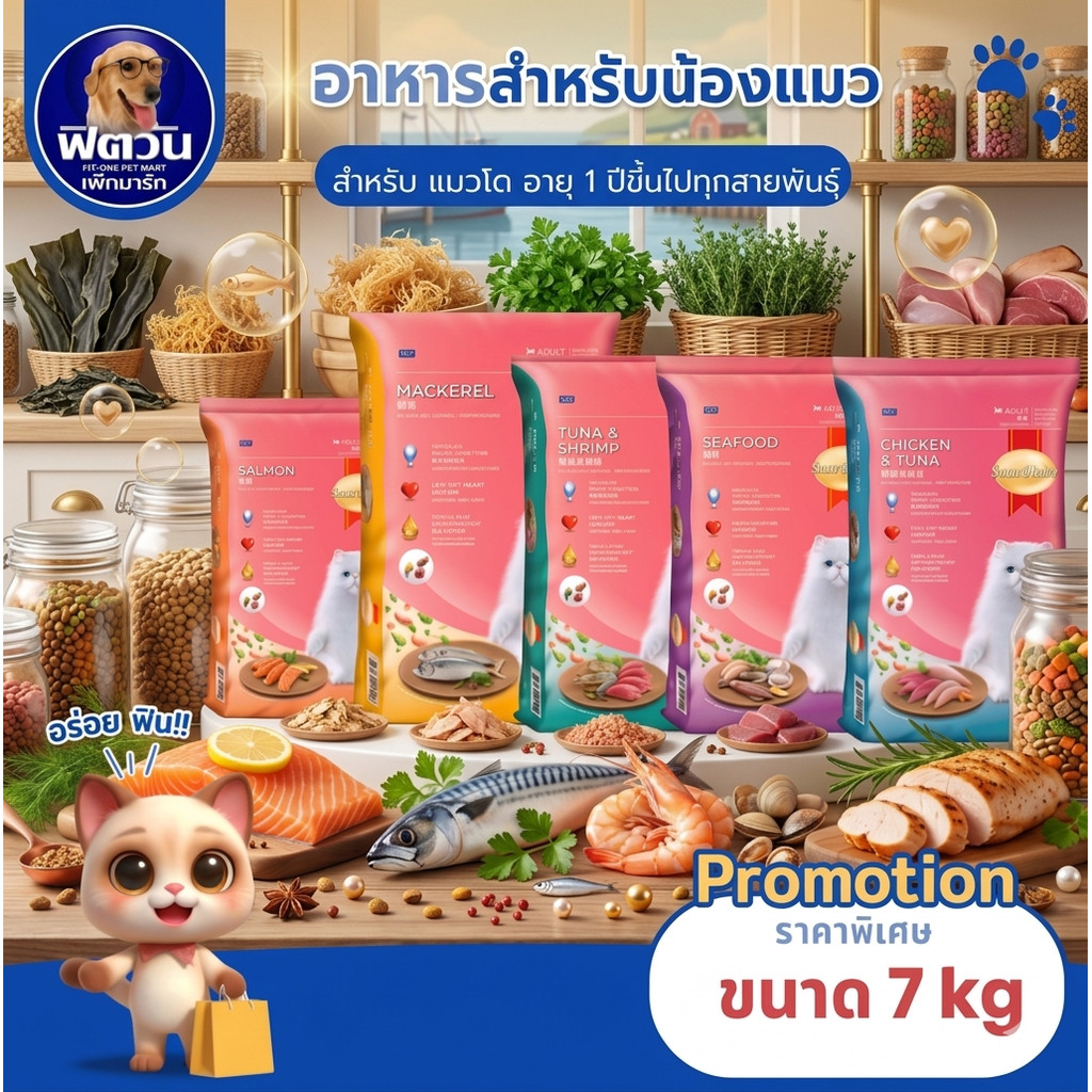 อาหารแมว Smart Heart แมวทุกสูตร ขนาด 7 กิโลกรัม{อาหารแมวเม็ด