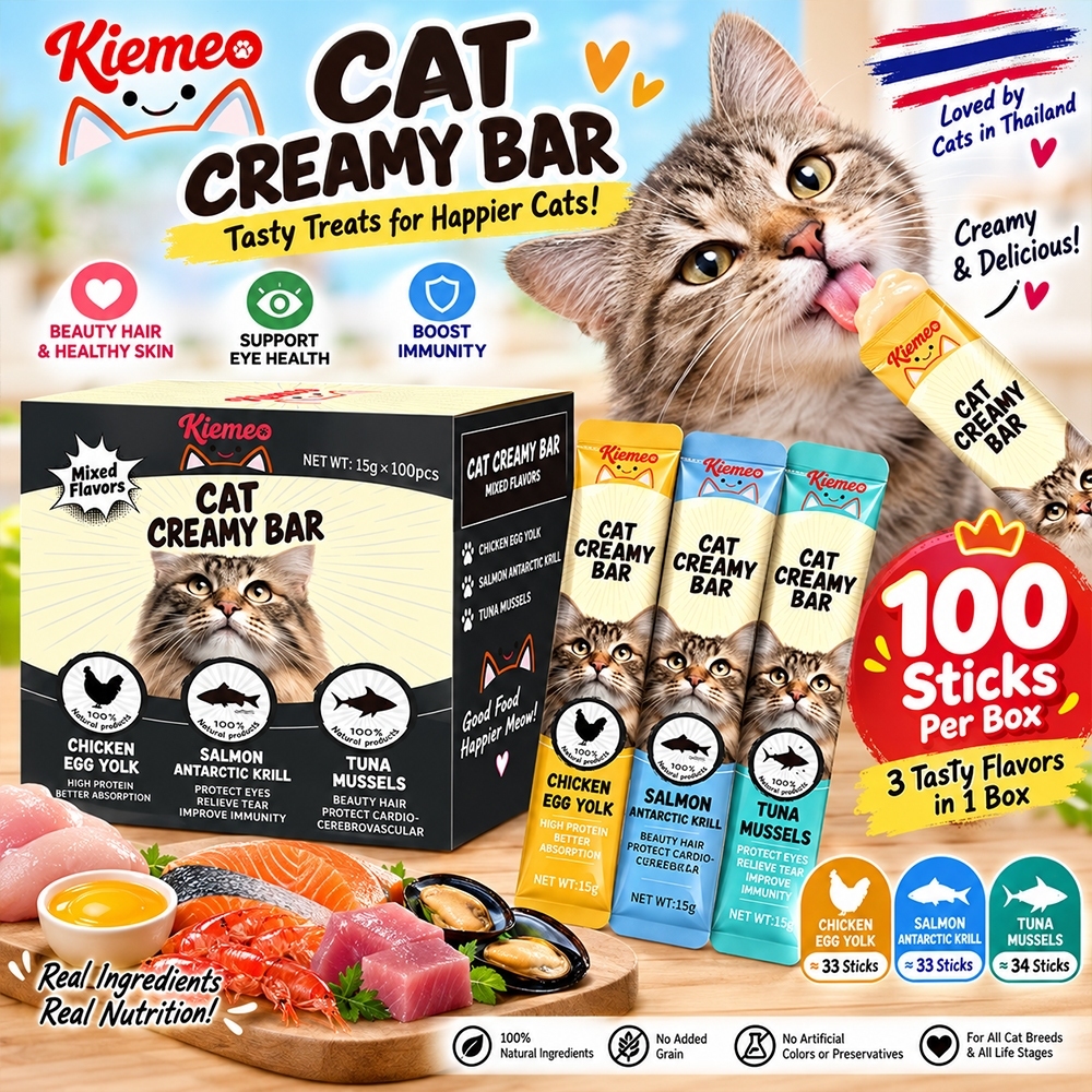 Hot Sale] ขนมแมวเลีย แมวแท่ง 100 แท่ง รสผสม โปรตีนสูง โซเดียมต่ํา รสอร่อยแมวชอบ