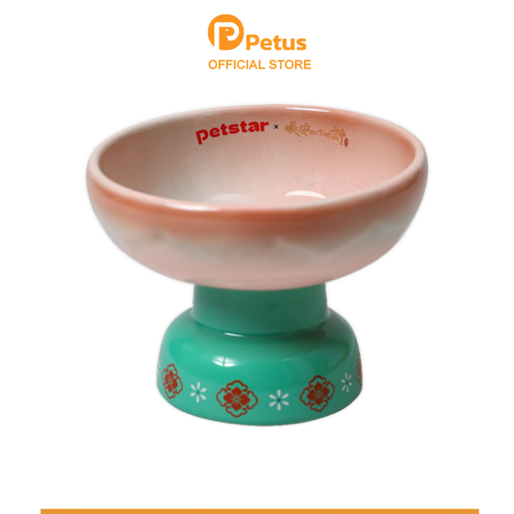ชามอาหารแมว ชามแมวยกสูง pet food bowl เซรามิกแข็งแรง ฐานกว้าง ไม่ล้มง่าย ทําความสะอาดง่าย ทนทานใช้งานได้นาน