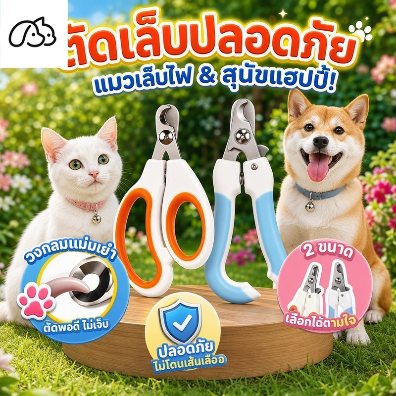 กรรไกรตัดเล็บสัตว์เลี้ยง แบบมืออาชีพ ใบมีดสแตนเลส ด้ามจับยาง กันตัดโดนเส้นเลือด สุนัข แมว