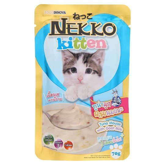 เน็กโกะทูน่ามูสผสมนมแพะสําหรับลูกแมว70ก. NEKKO KITTEN TUNA MOUSSE GOAT MILK 70G