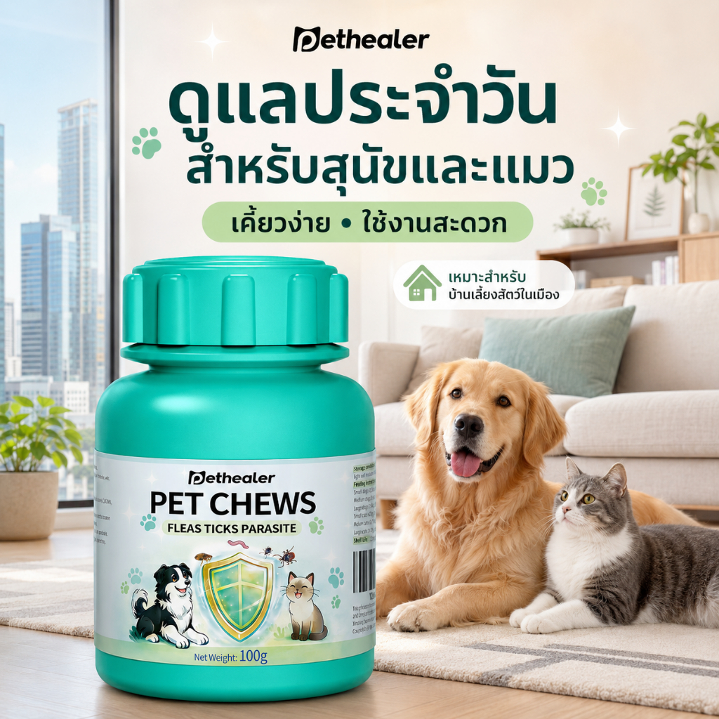 Pethealer Pet Chews 100g ขนมสุนัข ขนมแมว ขนมเคี้ยวง่าย สําหรับสุนัขและแมว ดูแลประจําวัน สูตรจากพืช