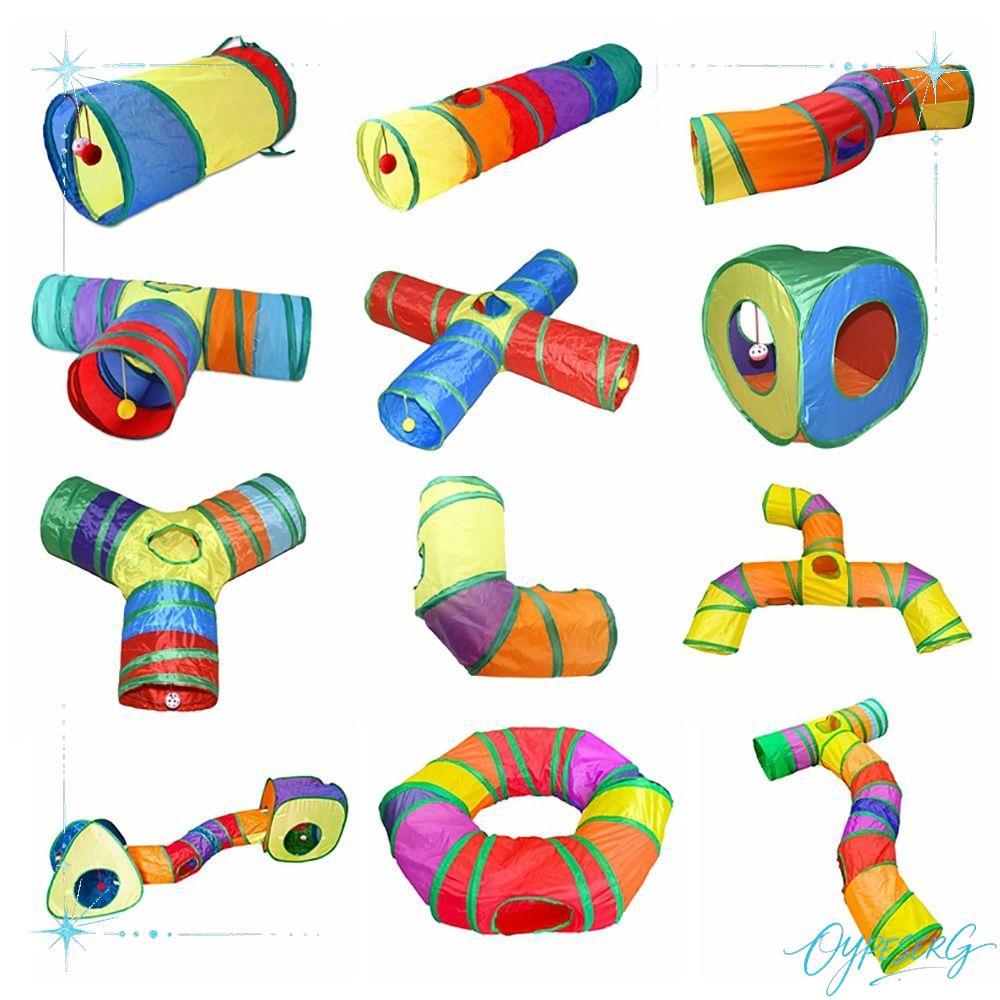 OYPESERG รังแมว, โพลีเอสเตอร์ระบายอากาศ + ลวดเหล็กหลอดอุโมงค์แมว, แบบพกพาที่มีสีสันการฝึกอบรม Interactive กระต่ายพับได้ Guinea Pig เต็นท์ลูกสุนัข