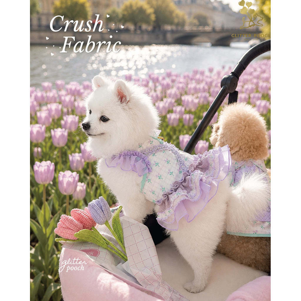 Harness ชุดรัดอก สายจูง เสื้อผ้า สุนัข, หมา, แมว, สัตว์เลี้ยง พร้อม สายจูง รุ่น Blushing Tulip Girl