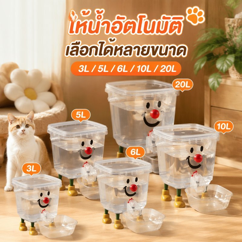 ถังดื่มสัตว์เลี้ยง เครื่องให้น้ําแมวอัตโนมัติ แบบถังจุใหญ่ เติมน้ําง่าย ถอดล้างได้ 3 5 6 10 20L
