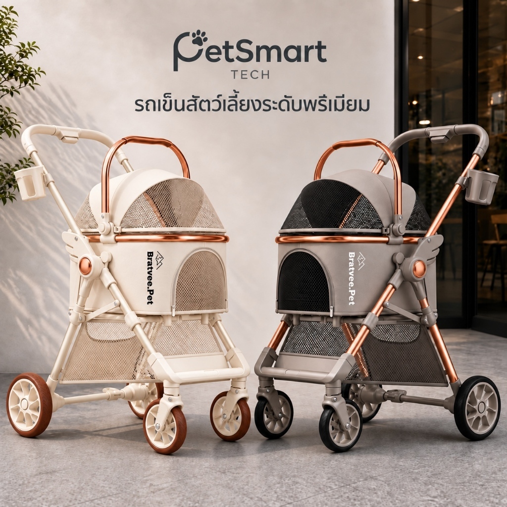 PetSmart]รถเข็นสัตว์เลี้ยง 3in1 รถเข็นสุนัข รถเข็นแมว รับน้ําหนัก 20 กก. ตะกร้าถอดได้ พับง่าย