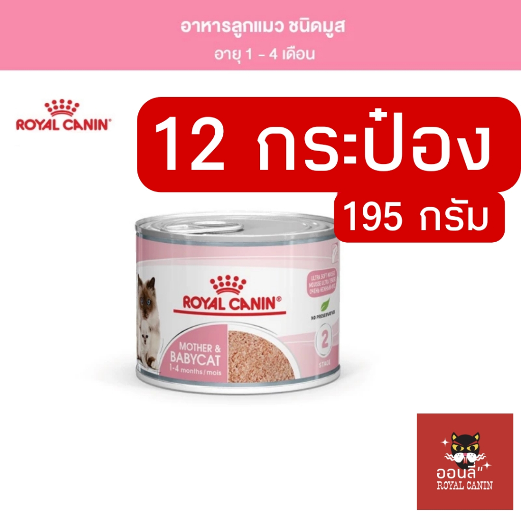 ิ[ส่งเร็ว/ยกแพ็ค] Baby&mother cat อาหารเปียกแมว royal canin 195 กรัม ยกแพ็ค 12 กระป๋อง