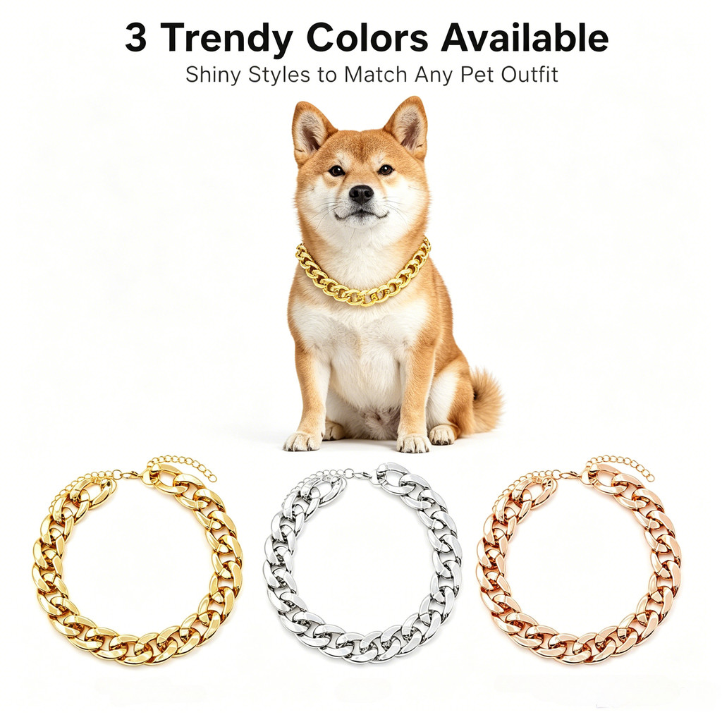 3 สีซิลเวอร์โกลด์โรสโกลด์ปรับ บลิง พลาสติกสัตว์เลี้ยงฮิปฮอปโซ่ปลอกคอแฟชั่นสร้อยคอสําหรับสุนัขขนาดกลางขนาดเล็กแมวภาพอุปกรณ์ประกอบฉาก