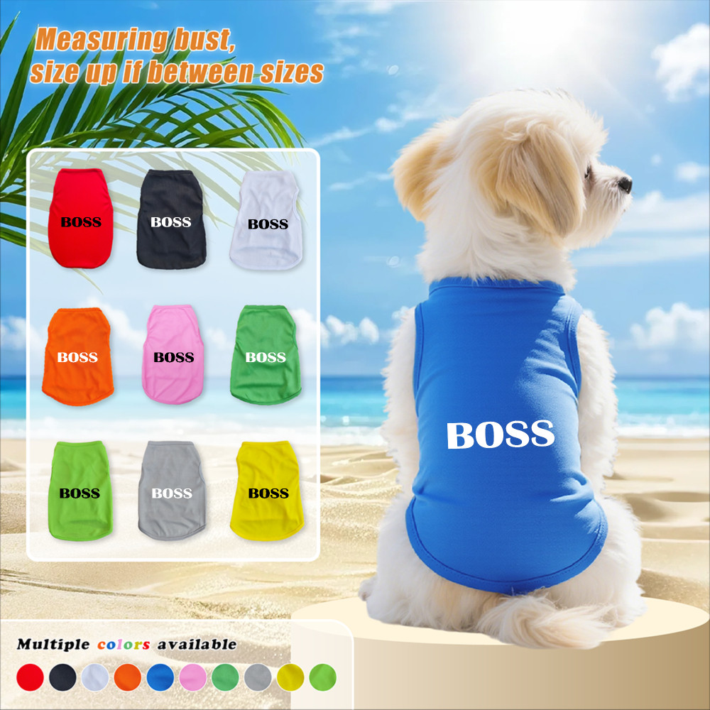 เสื้อกั๊กสัตว์เลี้ยงไซส์ส-2เอ็กแอล:พิมพ์ลายตัวอักษรเจ้านายมีหลากสีและระบายอากาศสําหรับฤดูร้อนใส่ได้ทั้งใช้ในบ้านและนอกบ้านและใส่สุนัขและแมวตัวเล็กทุ