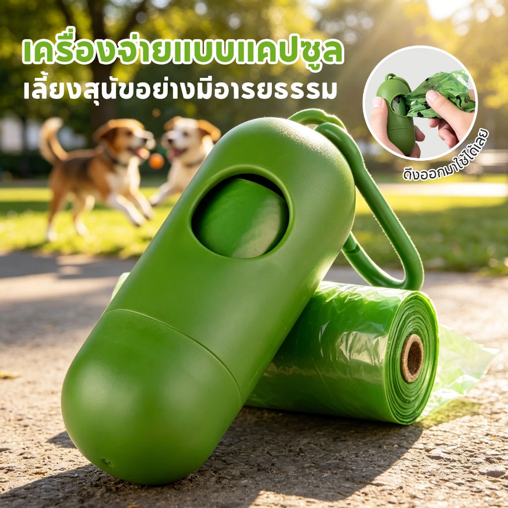 TUBI🏆 Pet Poop Dispenser🏆แคปซูลใส่ถุงเก็บขยะแบบพกพา สําหรับสุนัข แมว