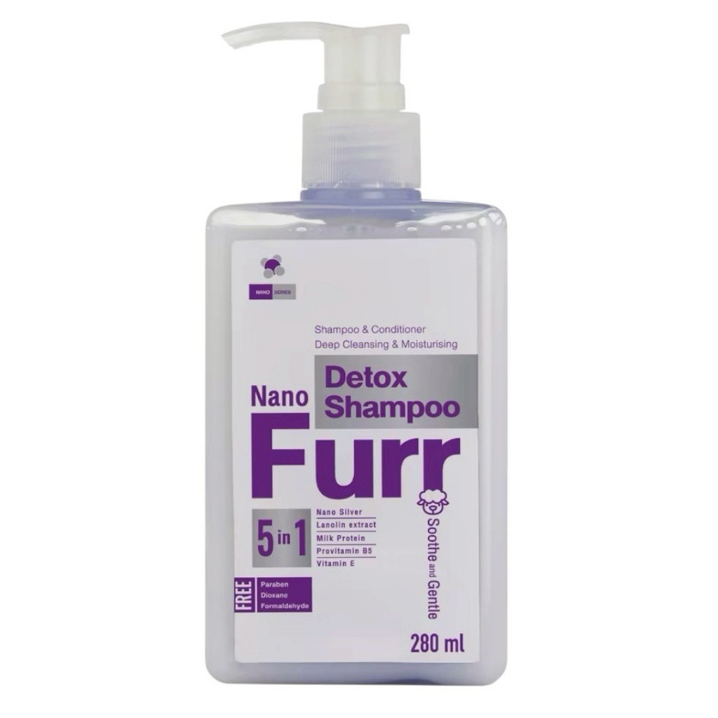 Nano Scrub / Furr Detox Shampooแชมพูแมว และสุนัข สูตรฆ่าเชื้อโรค ลดกลิ่นตัว ขนาด 280 ml