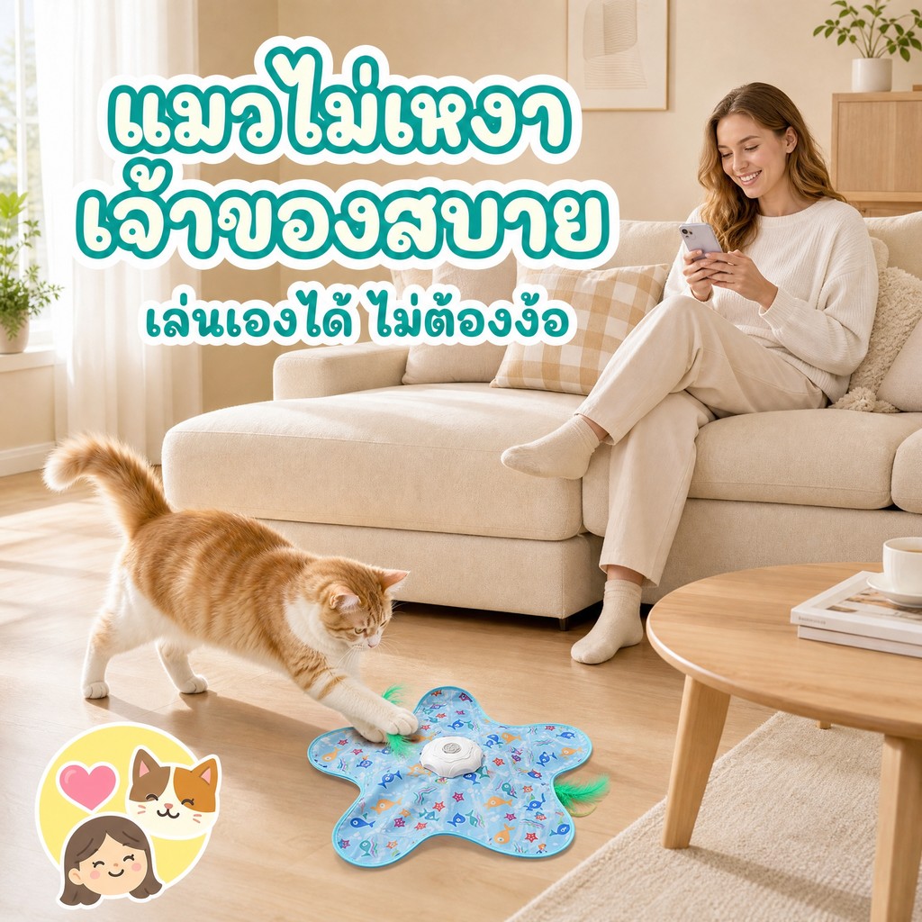 ของเล่นโต้ตอบสําหรับสัตว์เลี้ยง ของเล่นแมวโต้ตอบ แผ่นซ่อนขนหมุน 360 องศา ชาร์จไฟ USB ขนหยับในผ้าขน