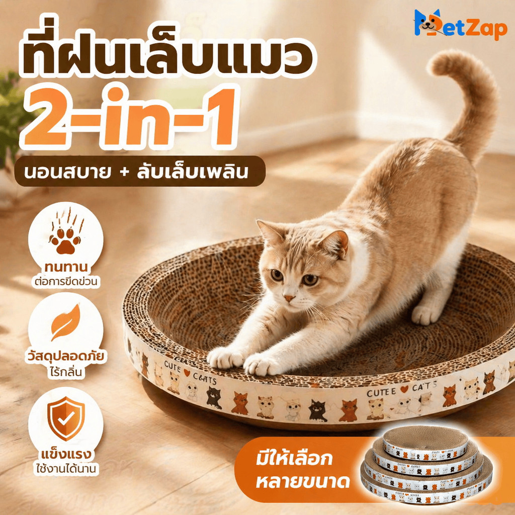 FurBaby】ที่ลับเล็บแมว กระดาษลูกฟูก ทรงกลม/ทรงรี ใช้เป็นที่นอนได้ ทนทาน ขุยไม่ร่วง COD CW-061