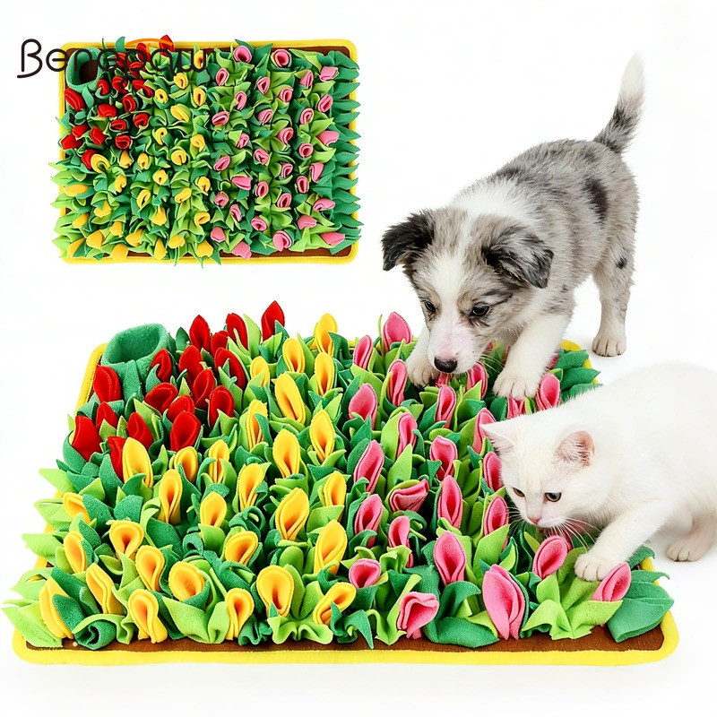 Benepaw ดอกไม้สุนัข Snuffle Mat Slow Feeder Sniff Pad สําหรับกระตุ้นจิตไม่ลื่นเครื่องล้างทําความสะอาดได้ลูกสุนัขแมว