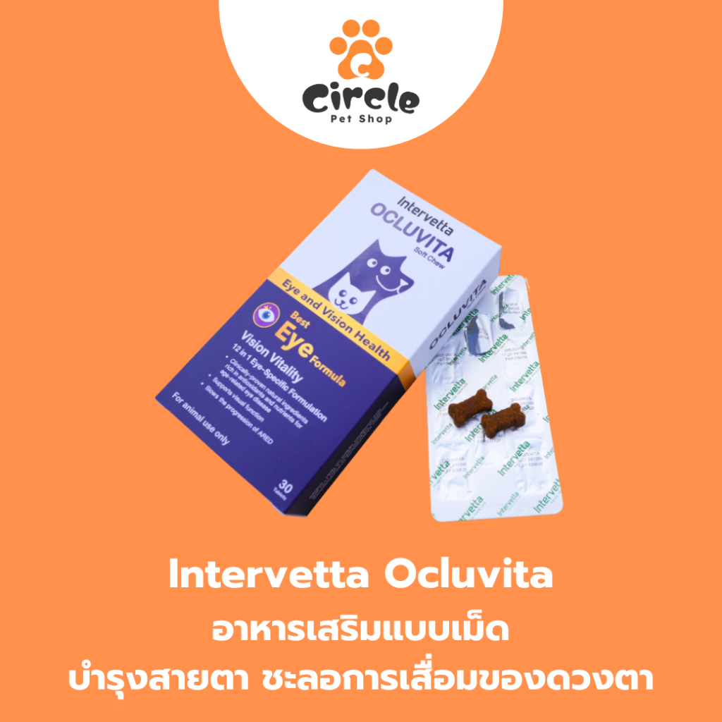 Ocluvita อาหารเสริมเพื่อบํารุงสายตาและดวงตา สําหรับสุนัขและแมว 30 เม็ด