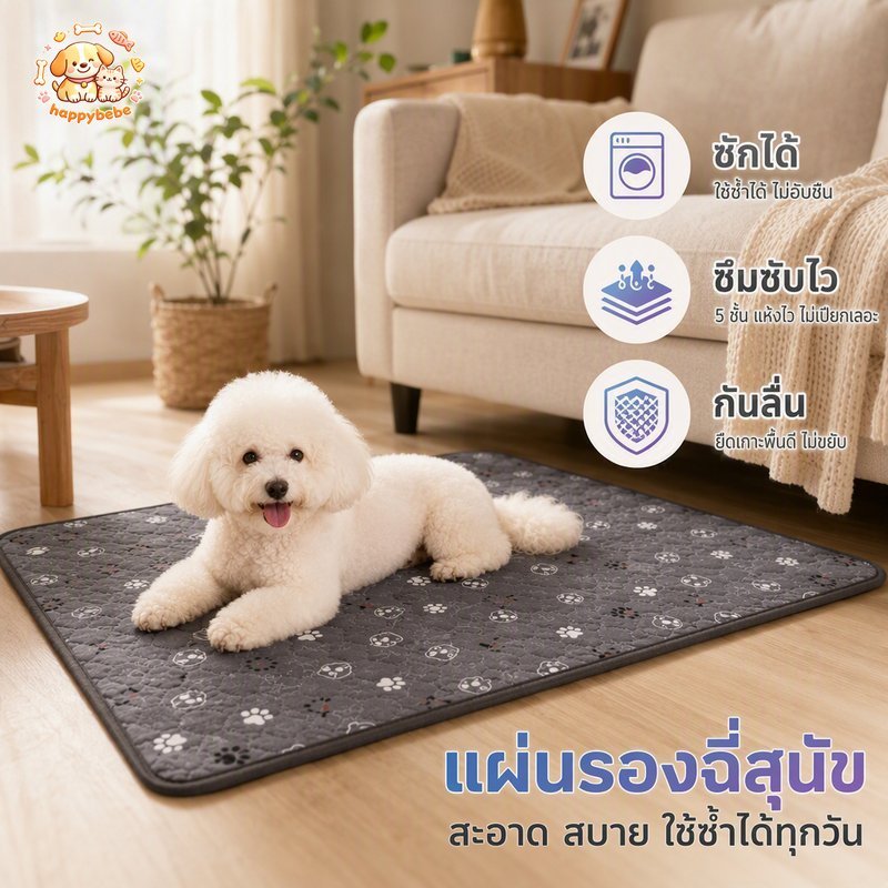 แผ่นรองฉี่สุนัข ซักได้ ใช้ซ้ํา แผ่นรองกรง กันลื่น ซึมซับเร็ว แห้งไว สําหรับหมาแมว