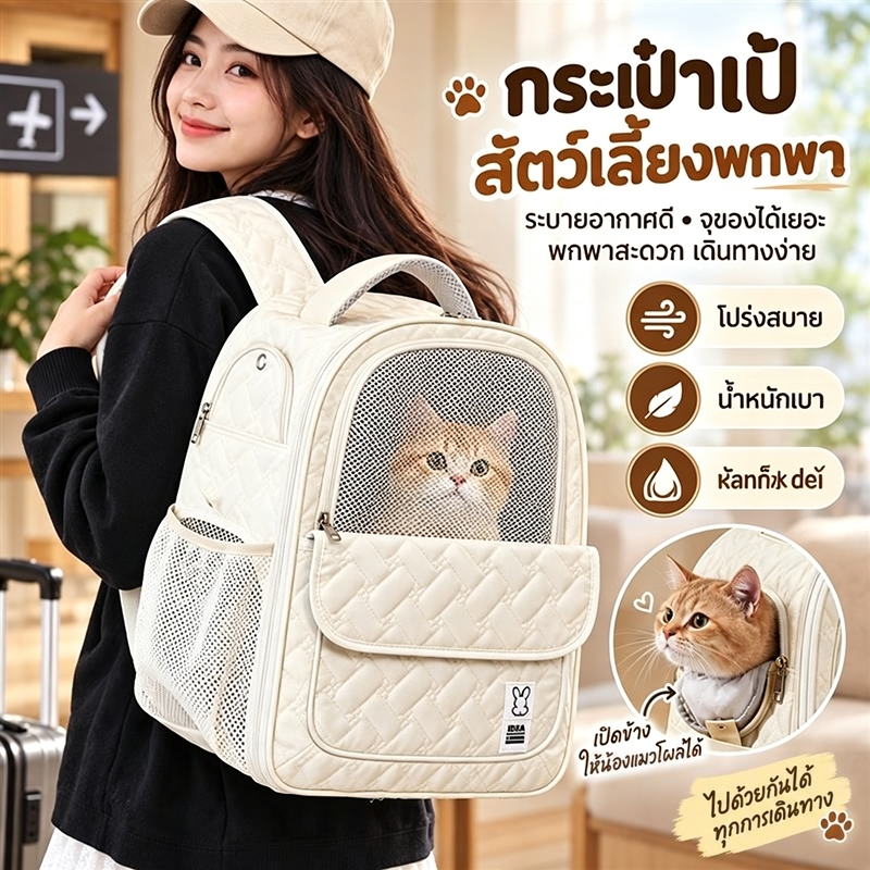 กระเป๋าแมว กระเป๋าสัตว์เลี้ยง เป้สัตว์เลี้ยงกระเป๋าพับเก็บได้พกพาได้ระบายอากาศกระเป๋าพับเก็บได้ ผ้ากันน้ําสําหรับเดินทางสั