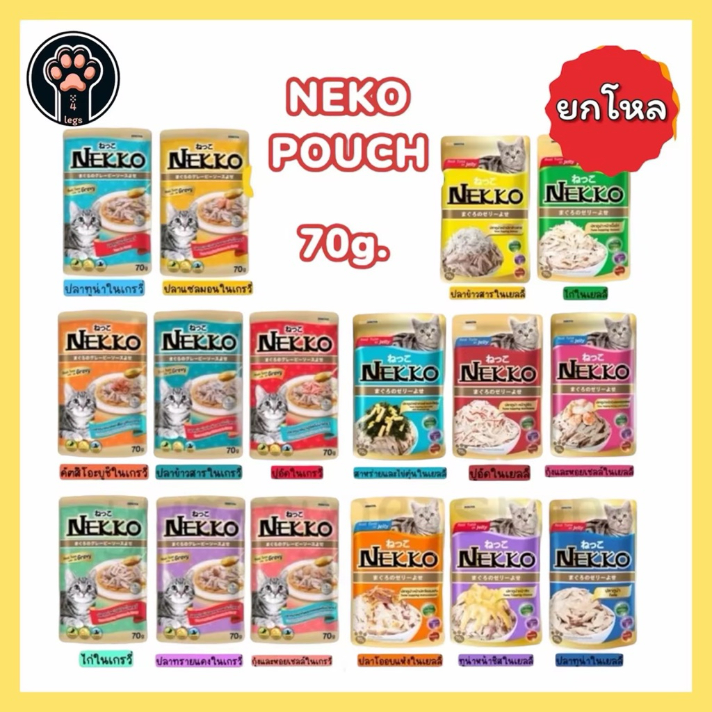 12ซอง) Nekko Cat Pouch เน็กโกะ อาหารเปียกสําหรับแมวโตและลูกแมว จํานวน 12 ซอง