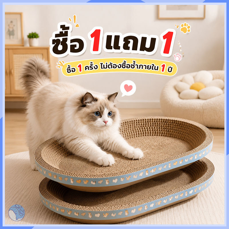 1 แถม 1 อ่างลับเล็บแมวทรงกลมรูปไข่ 2in1 ทั้งที่นอนและลับเล็บ วัสดุทนทาน เหมาะแมวทุกตัว
