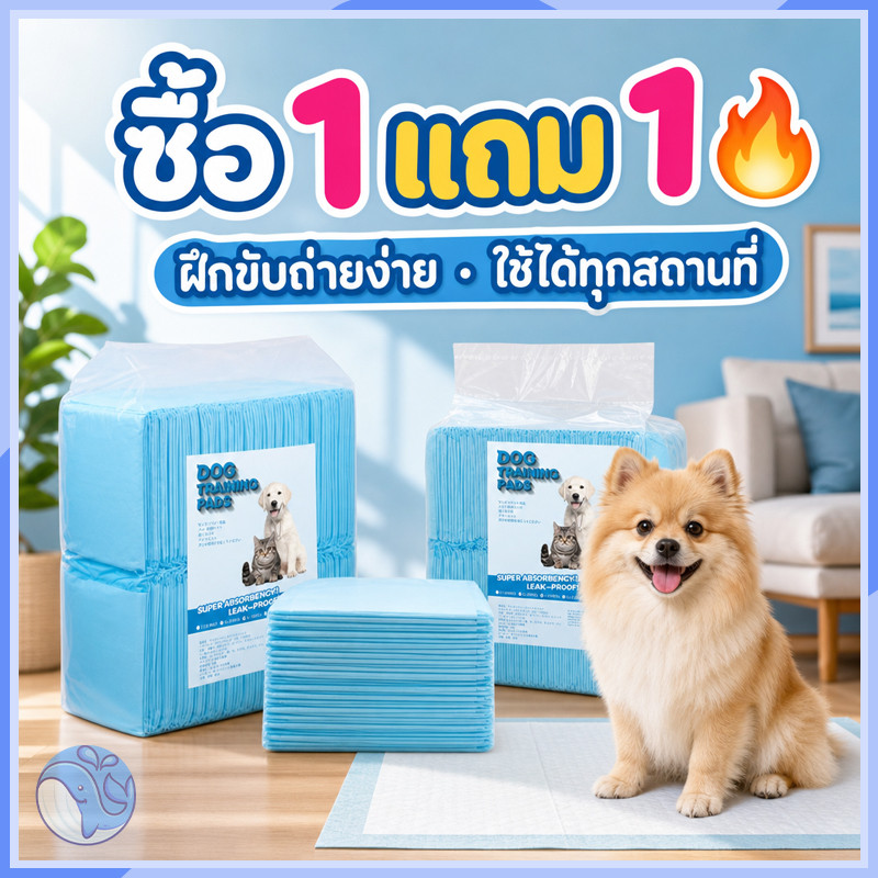 ซื้อ 1 แถม 1 แผ่นรองฉี่สุนัข-แมว ซึมซับไว กันกลิ่น กันรั่ว ต่อต้านเชื้อ ใช้ฝึกขับถ่าย มี 4 ขนาดให้เลือก คุณภาพดี
