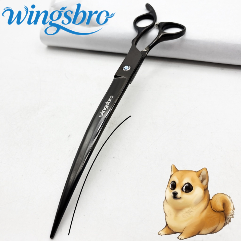 Wingsbro Professional 9 "โค้งสุนัขกรูมมิ่งกรรไกรสัตว์เลี้ยงตัดกรรไกรสําหรับสุนัขแมว Groomer สแตนเลส Sharp กรรไกรสุนัขสําหรับกรูมมิ่ง